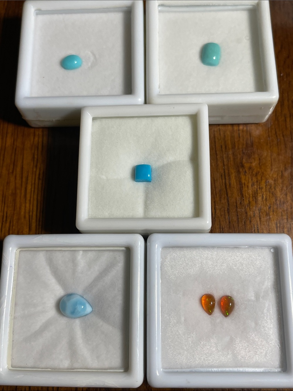 Turquoise, Orange Ethiopian Opal and Larimar Gemstone Pairing - Women's Jewelry